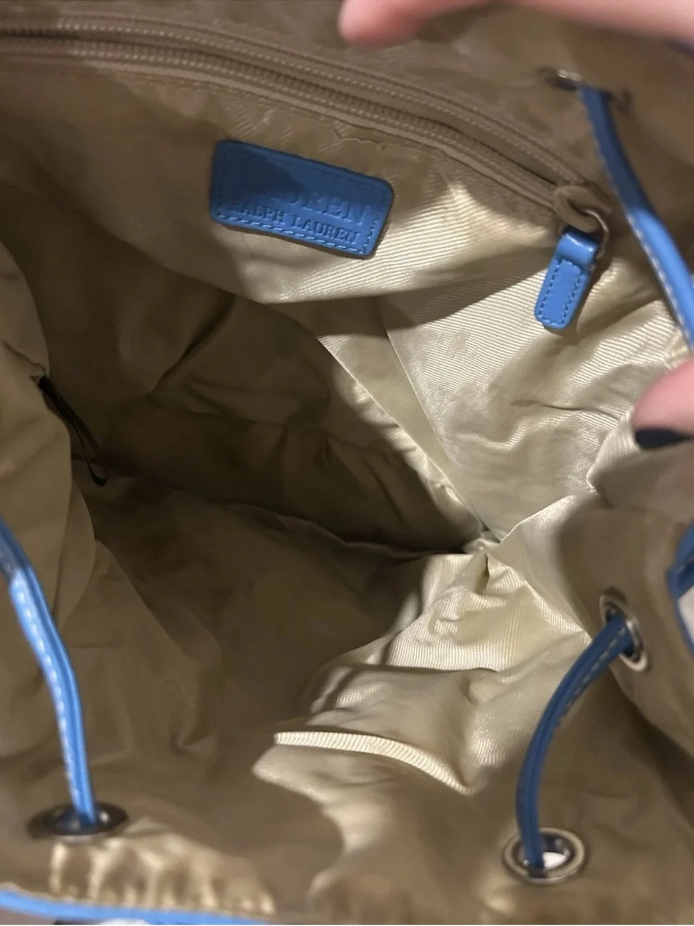 VTG Ralph Lauren Sky Blue Leather Backpack